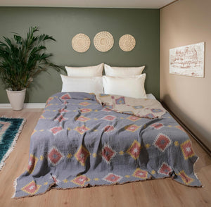Native Crinkled Muslin Bed Blanket Queen/King