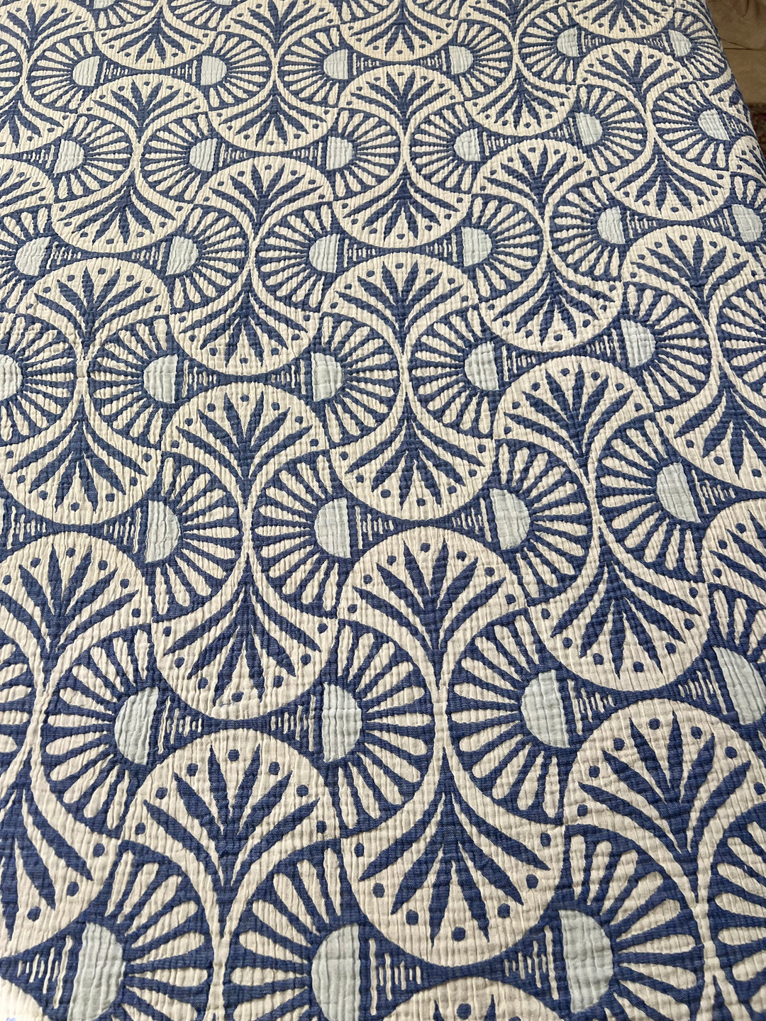 Ginkgo Muslin Bed Blanket Blue