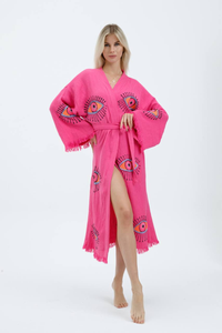 Barbie Kimono Robe, ropa de salón, ropa de playa, bata rosa de mal de ojo, vestido de mañana, bata de vestir, bata de casa