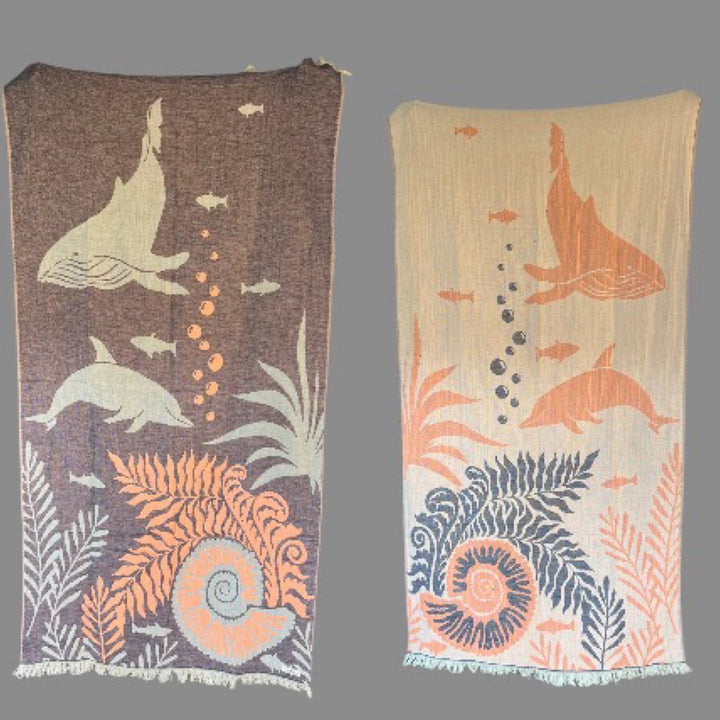 Dolphin and Whale Turkish Towel
