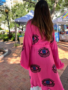 XL Pink Evil Eye Kimono