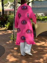 Load image into Gallery viewer, XL Pink Evil Eye Kimono
