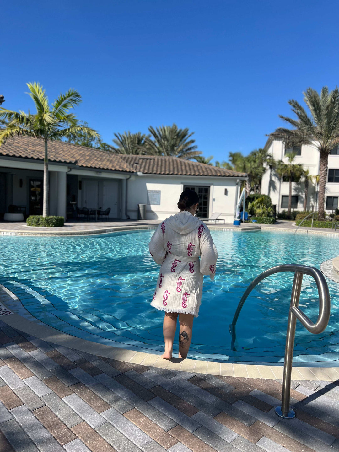 Seahorse Kimono Robe with Hoodie