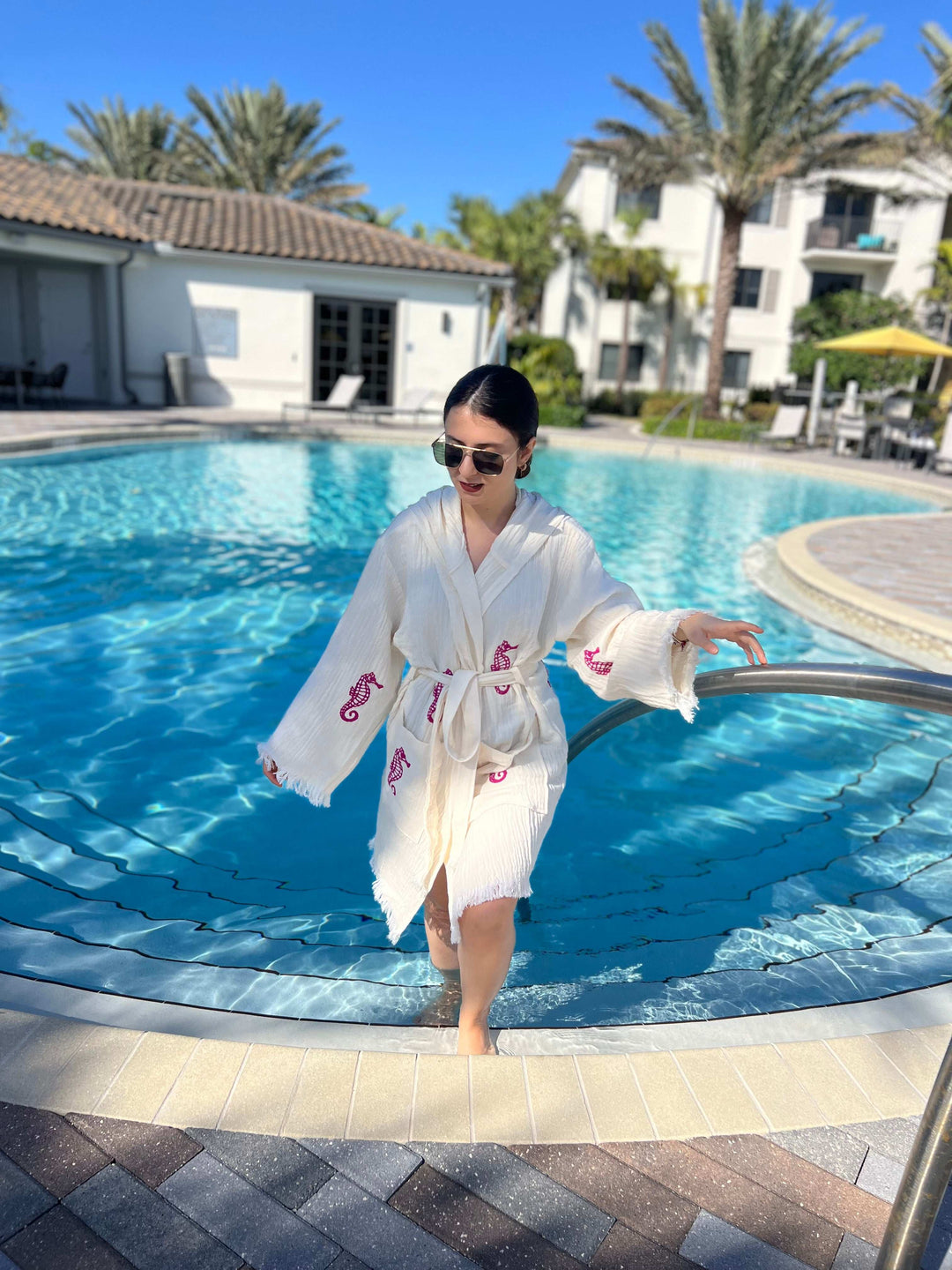 Seahorse Kimono Robe with Hoodie