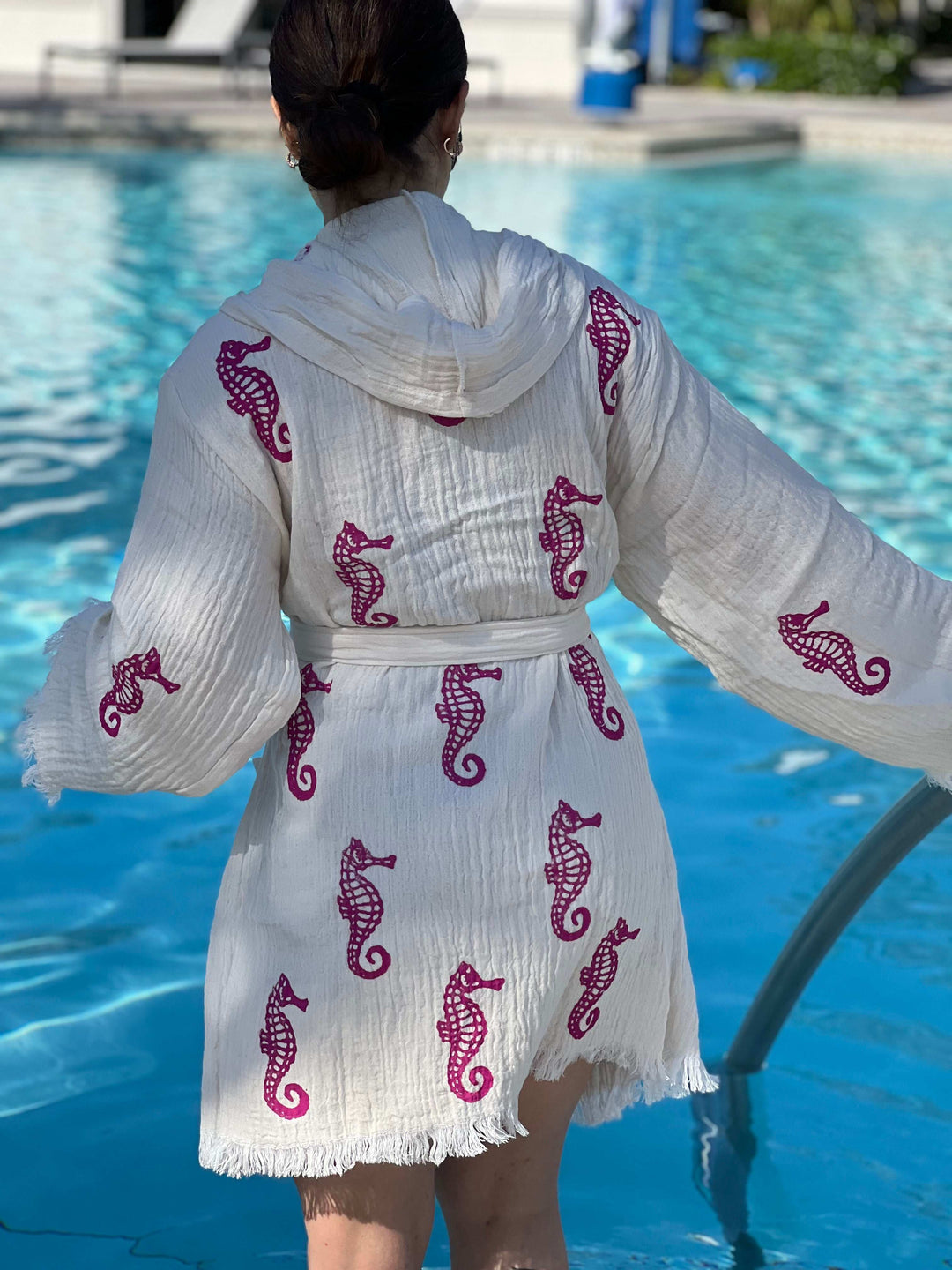 Seahorse Kimono Robe with Hoodie