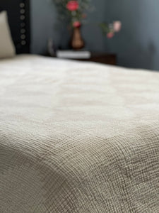 Crane Muslin Bed Blanket King Size, Adult Size Muslin, Beige