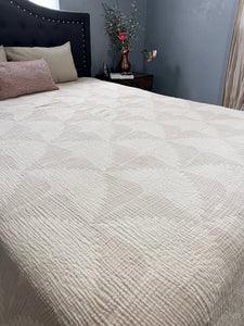 Crane Muslin Bed Blanket King Size, Adult Size Muslin, Beige