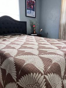 Crane Muslin Bed Blanket King Size, Adult Size Muslin, Brown