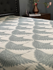 Crane Muslin Bed Blanket/Queen-King/ Adult Size Muslin Green