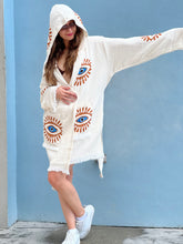 Load image into Gallery viewer, Mystic Eye Kimono Robe Short with Pockets and Hood, Lounge Wear, Beach Wear
