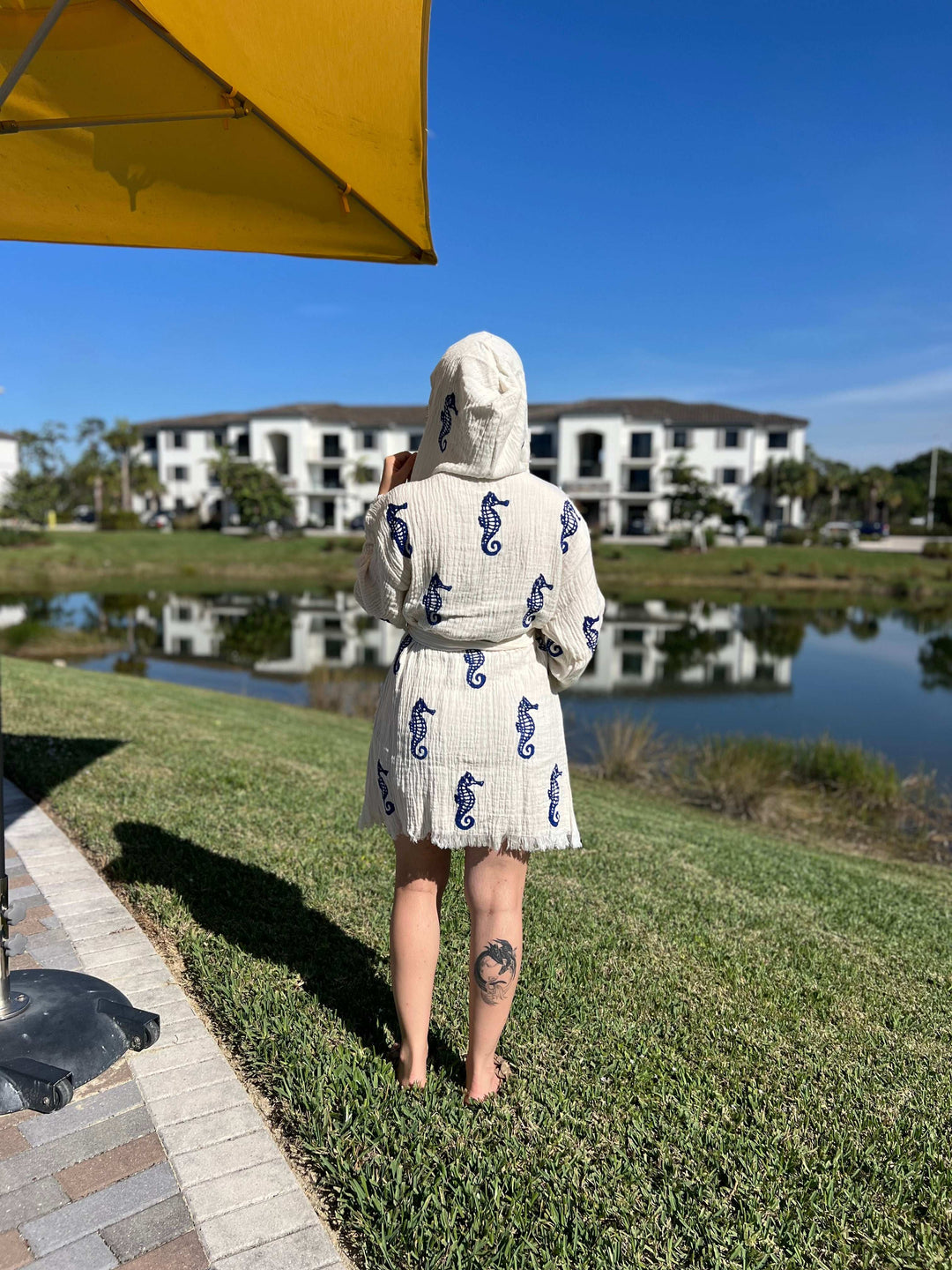 Seahorse Kimono Robe with Hoodie