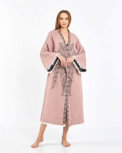 Túnica de elefante rosa rosa, kimono, ropa de salón, ropa de vestido