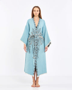 Túnica de elefante azul, kimono, ropa de salón, ropa de vestido