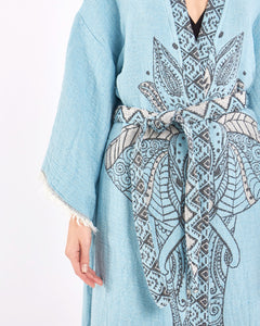 Blue Elephant Robe, Kimono, Lounge Wear, Gown Wear