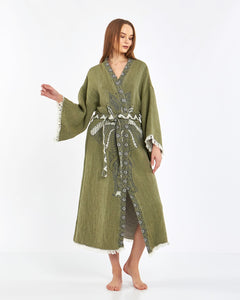 Forest Green Elephant Robe, Kimono, Lounge Wear, Gown Wear