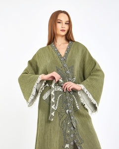 Túnica de elefante verde bosque, kimono, ropa de salón, ropa de vestido
