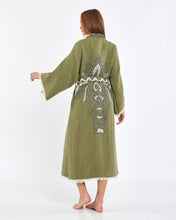 Load image into Gallery viewer, Forest Green Elephant Robe, Kimono, Lounge Wear, Gown Wear
