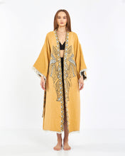 Load image into Gallery viewer, Mustard Elephant Robe, Kimono, Lounge Wear, Gown Wear
