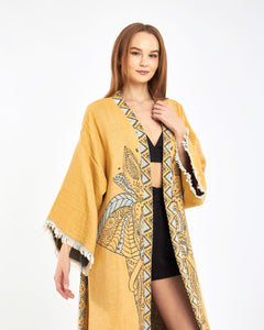 Mustard Elephant Robe, Kimono, Lounge Wear, Gown Wear