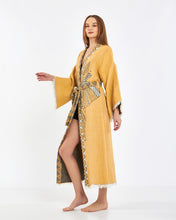 Load image into Gallery viewer, Mustard Elephant Robe, Kimono, Lounge Wear, Gown Wear
