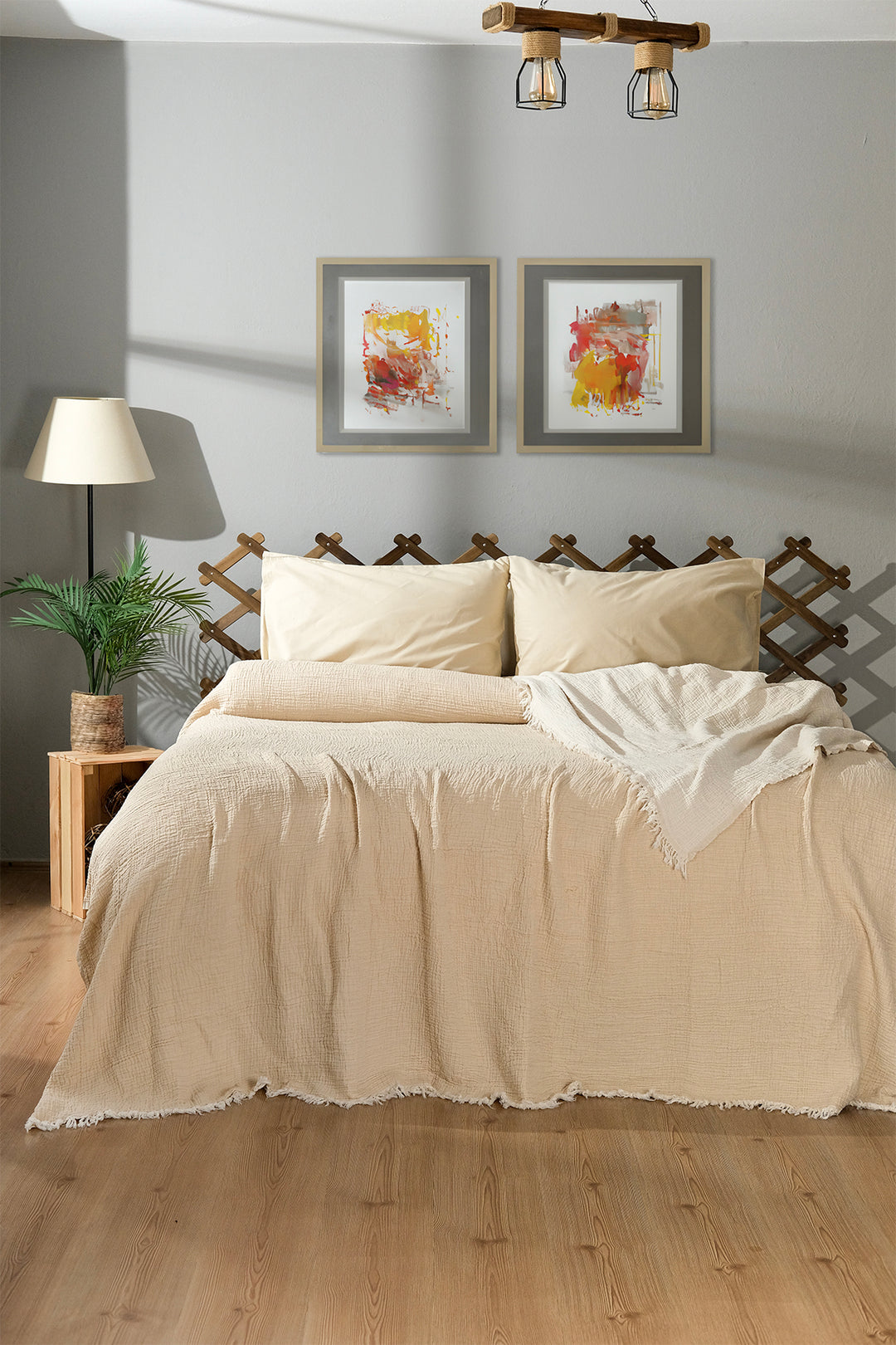 Taupe muslin bed blanket queen and king size