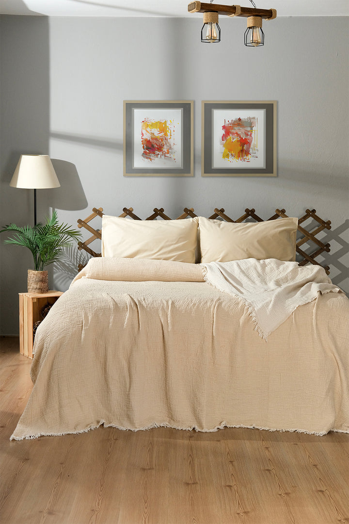 Taupe muslin bed blanket queen and king size