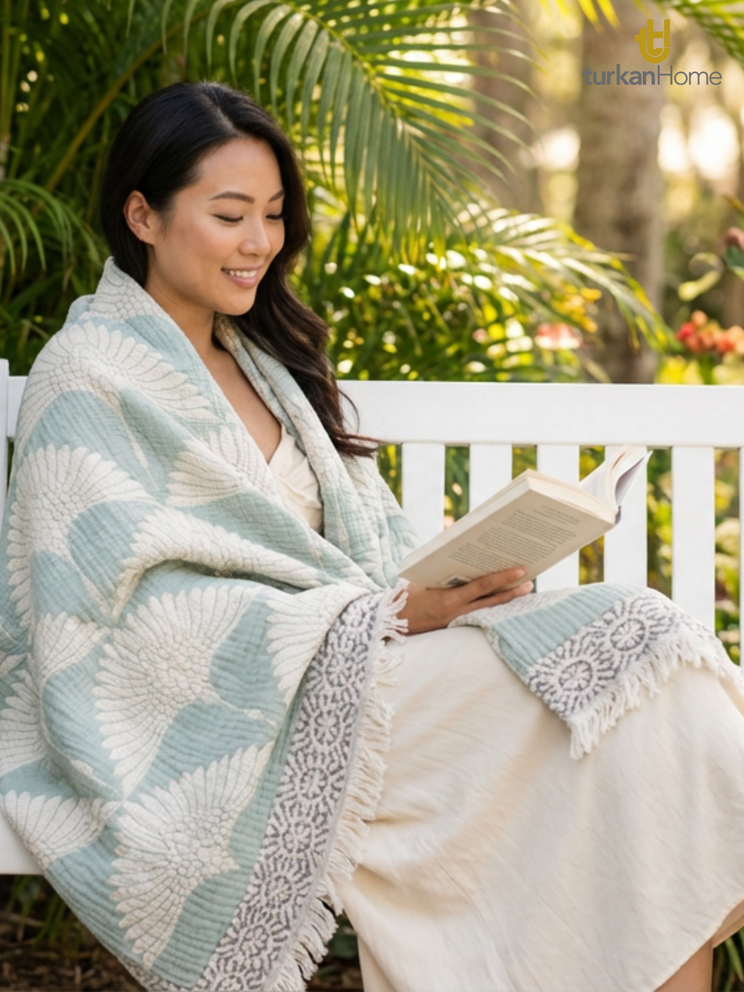 Crane Muslin Throw Blanket – Reversible Turkish Cotton