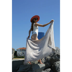Mandala Beige Sand Resistant Turkish Beach Towel, Shawl