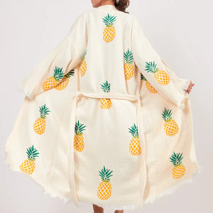 Pineapple Kimono Robe, Lounge Wear, Beach Wear with Pockets