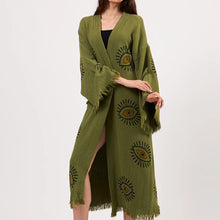 Load image into Gallery viewer, Eye Kimono Robe, House Wear, Lounge Wear with Pockets(Green)
