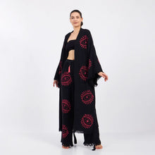 Load image into Gallery viewer, Eye Kimono Robe, House Wear, Lounge Wear with Pockets(Black)

