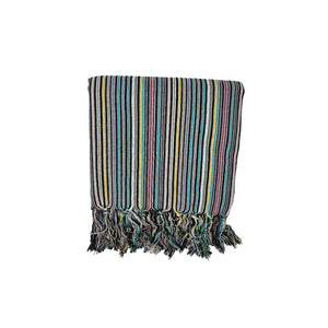 Colored Stripes Handwoven Turkish Towel, Throw, Shawl