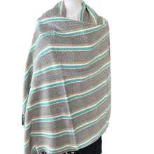 Load image into Gallery viewer, Grey/Turquoise Turkish Towel, Throw, Shawl
