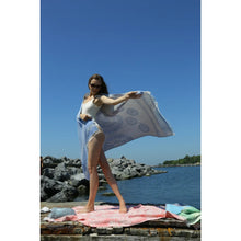 Load image into Gallery viewer, Mandala Blu Sand Resistant Turkish Beach Towel, Throw, Shawl
