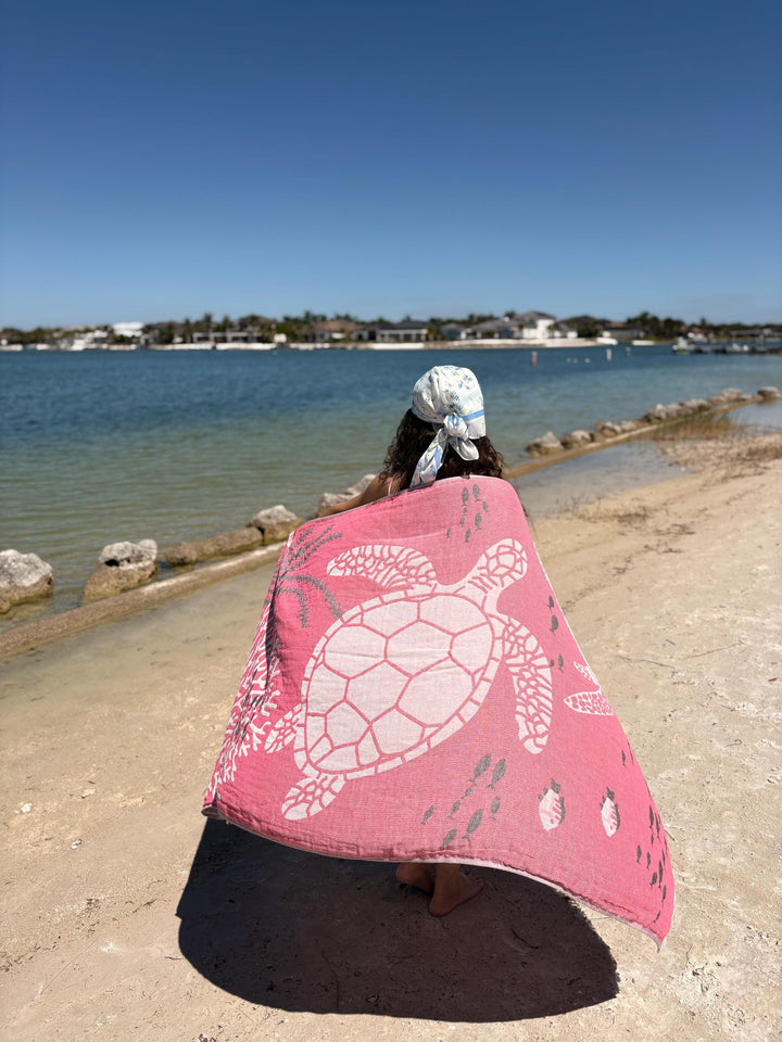 Sea Turtle Turkish Cotton Towel – Eco-Friendly