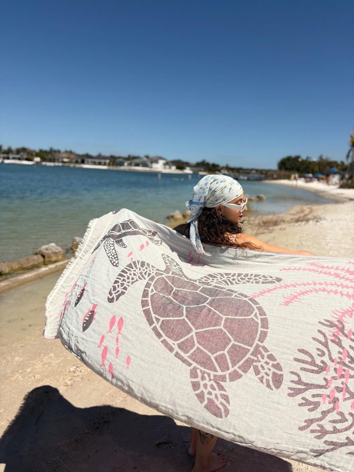 Sea Turtle Turkish Cotton Towel – Eco-Friendly