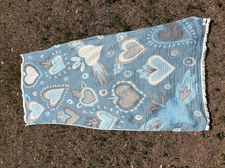Heart Reversible Lightweight Beach Blanket & Towel