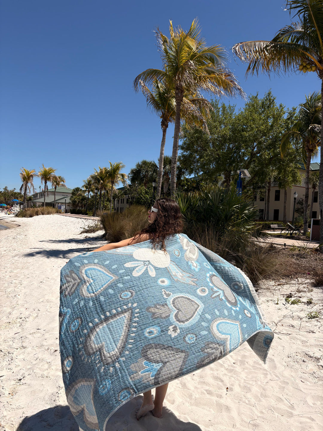 Heart Reversible Lightweight Beach Blanket & Towel