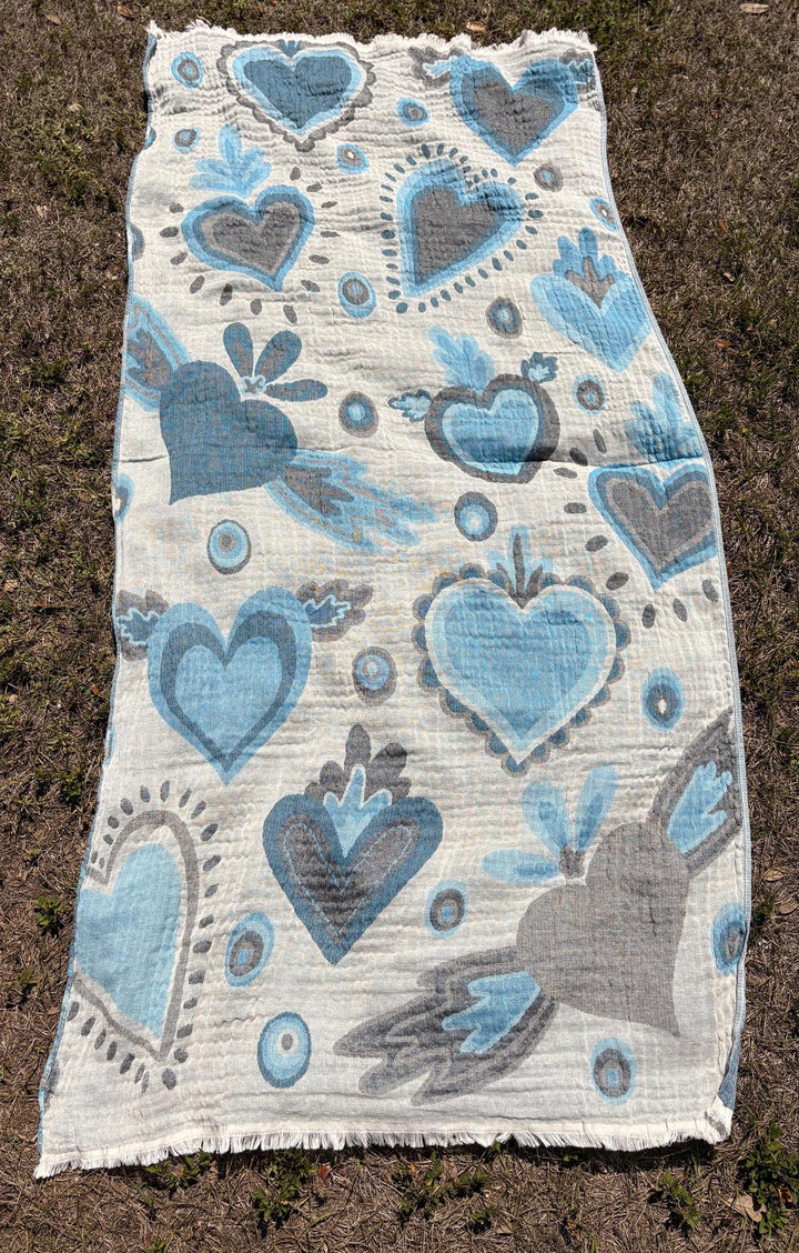 Heart Reversible Lightweight Beach Blanket & Towel