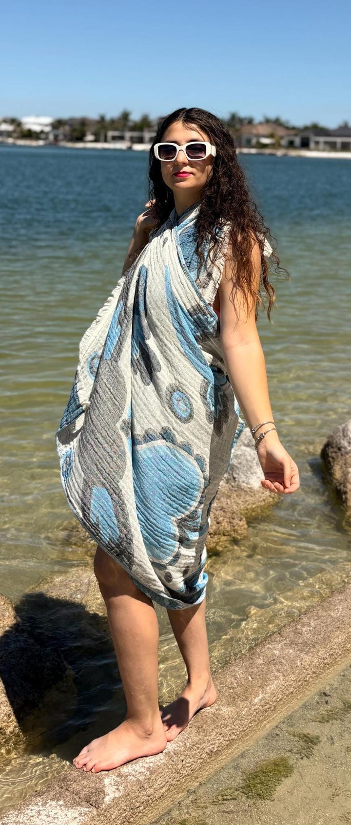 Heart Reversible Lightweight Beach Blanket & Towel