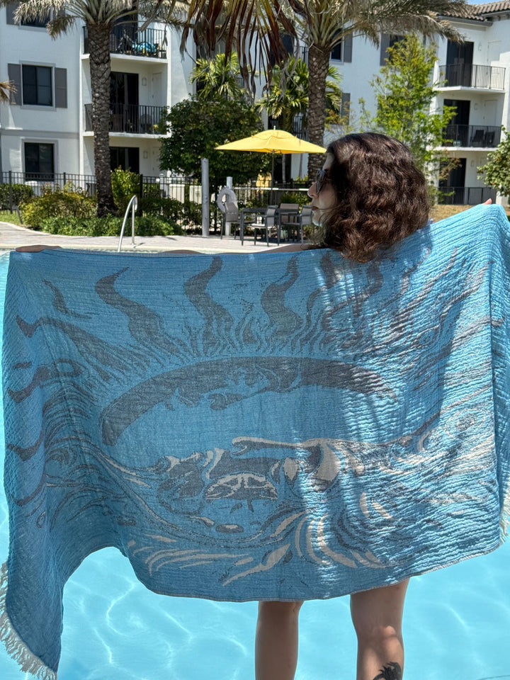Sun Face Turkish Beach Towel – Reversible, Sand-Repellent