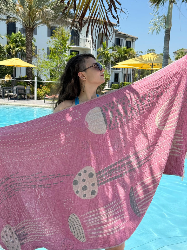 Pink Jellyfish Double-Sided Beach Towel