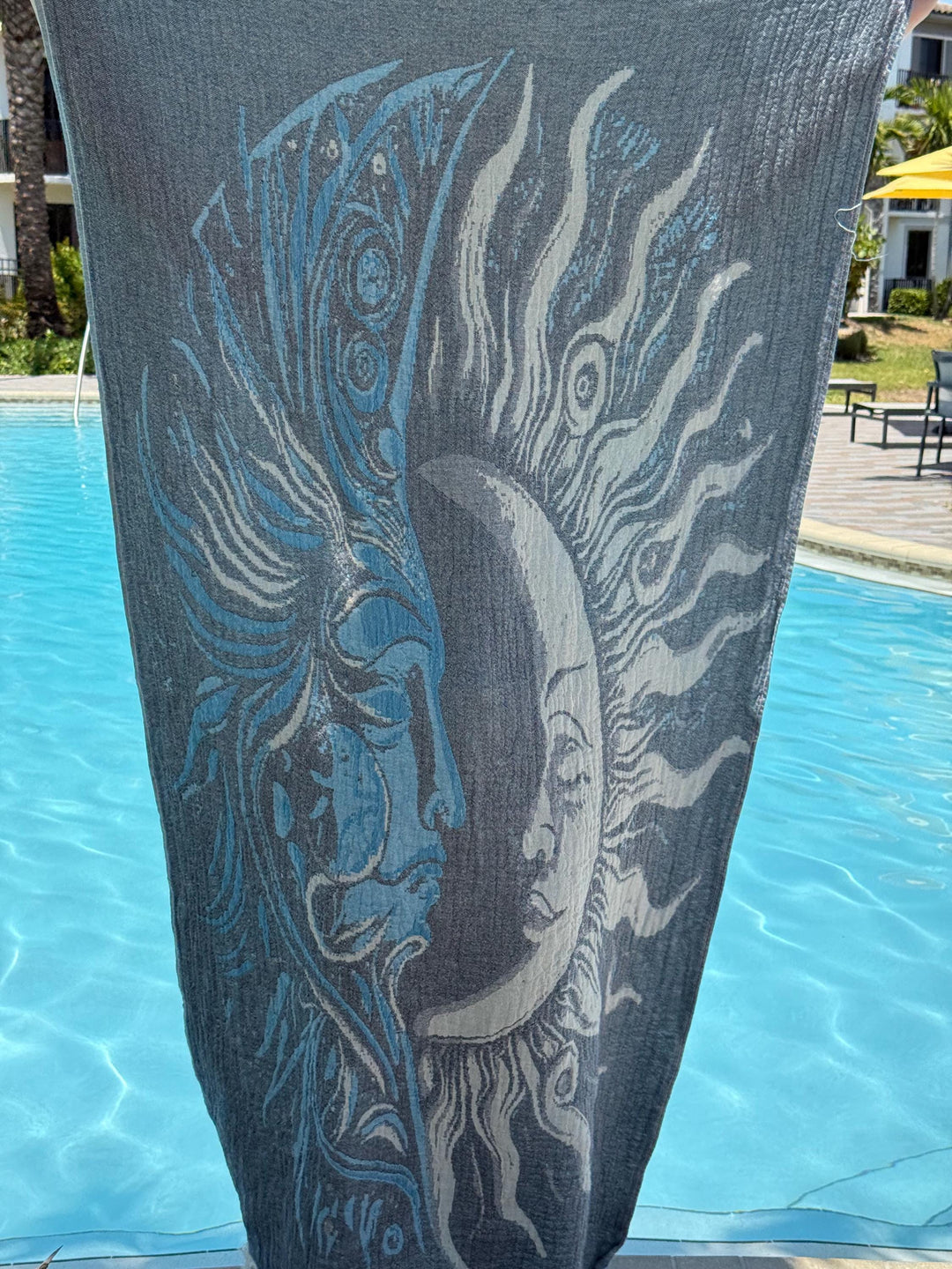 Sun Face Turkish Beach Towel – Reversible, Sand-Repellent