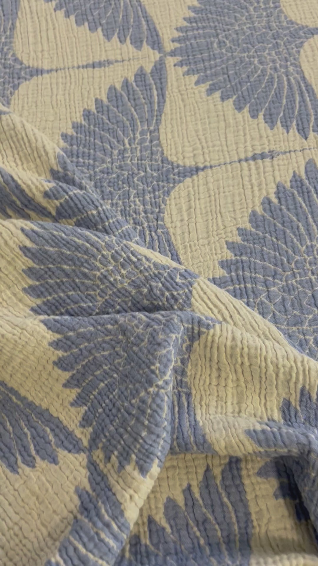 Crane Muslin Bed Blanket Blue