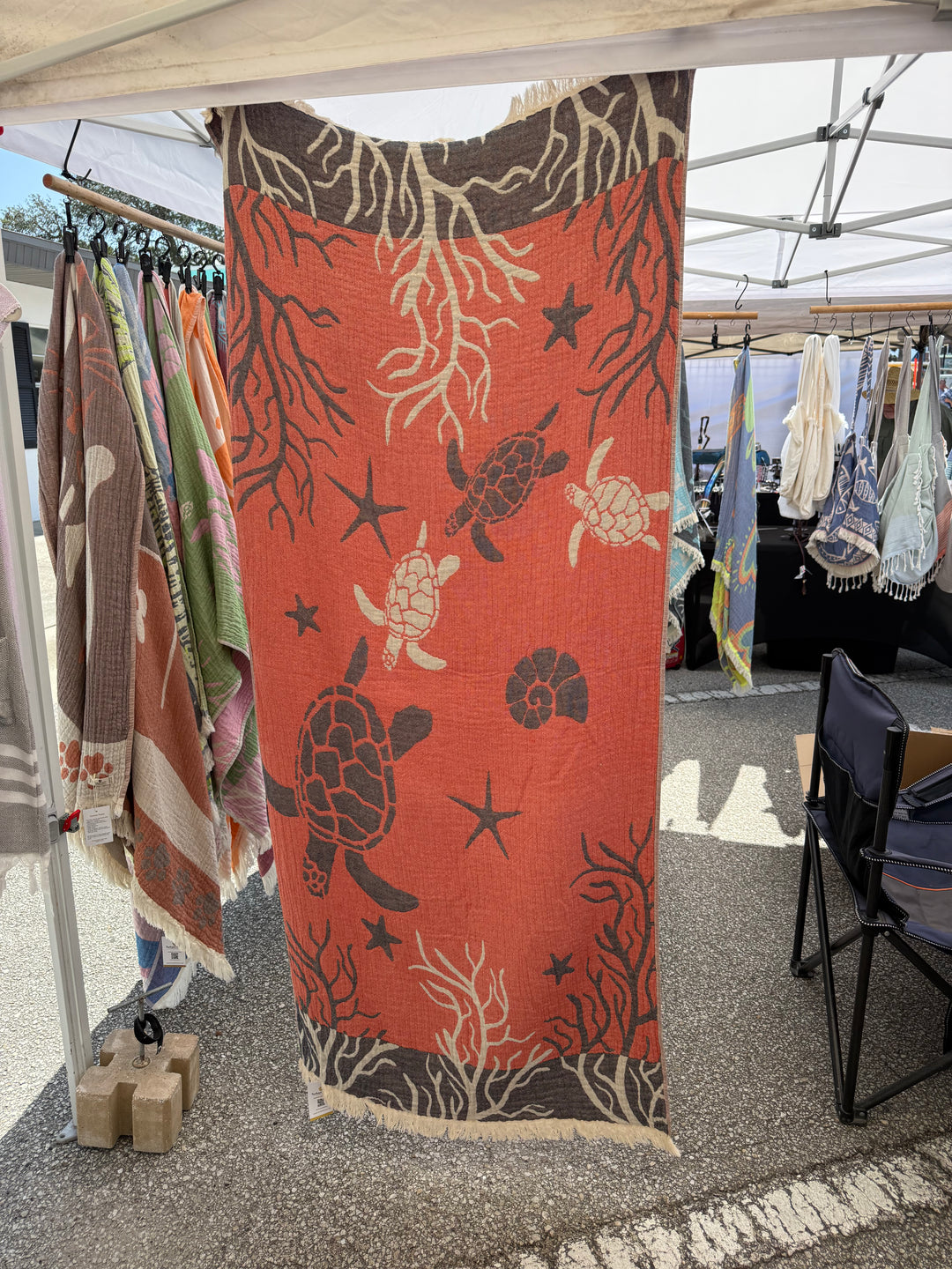 Sea Turtle & Coral Turkish Beach Towel original product photograph