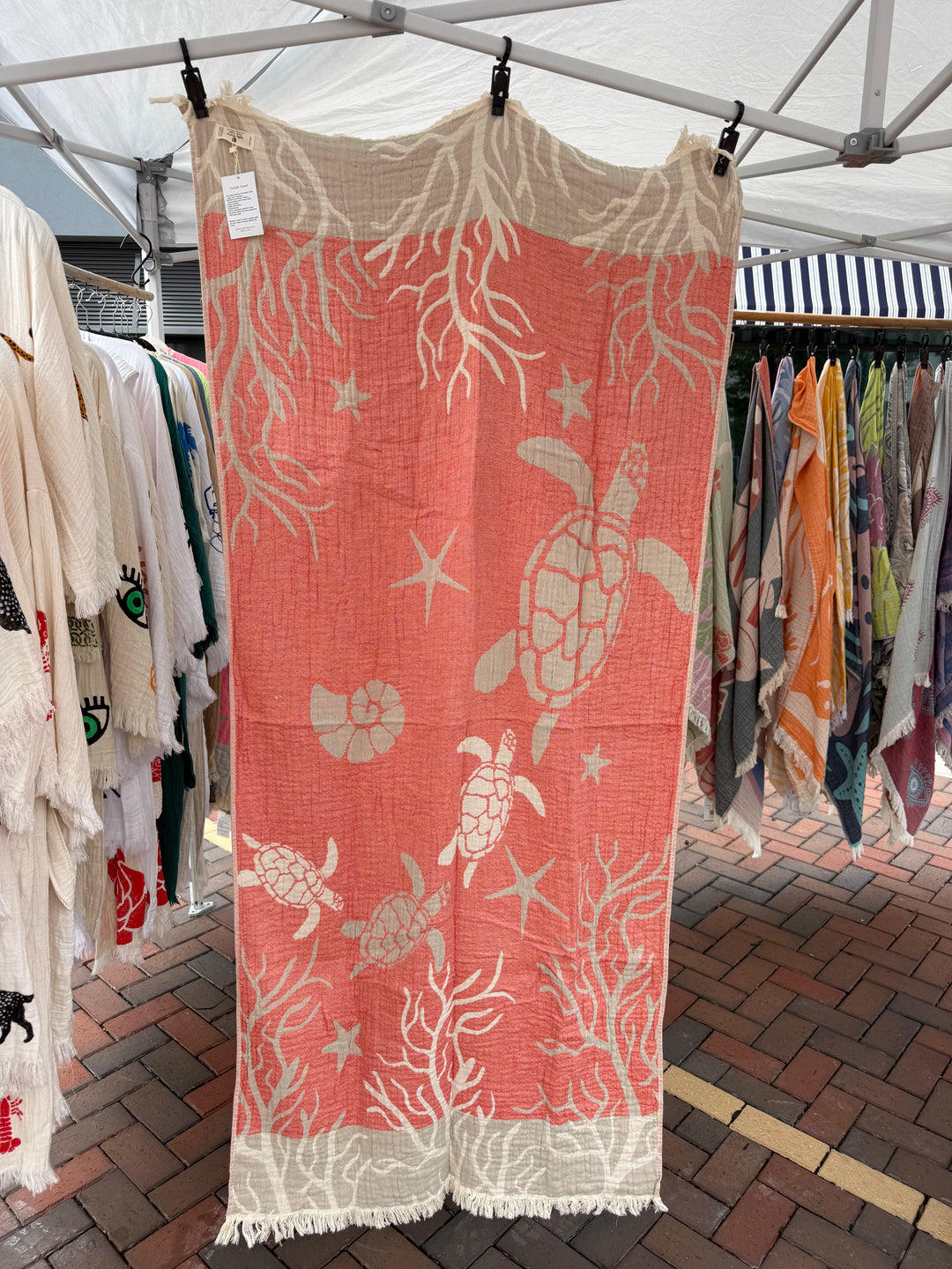 Sea Turtle & Coral Turkish Beach Towel original product photograph