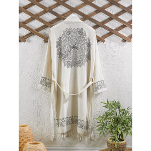 Linen Hand Block Printed Robe XL