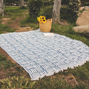 brush royal blue picnic blanket