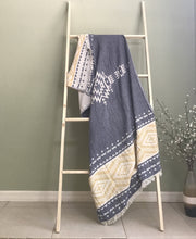 Load image into Gallery viewer, desert navy and yellow turkish towel
