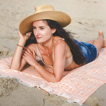 Load image into Gallery viewer, geometry turkish beach towel orange
